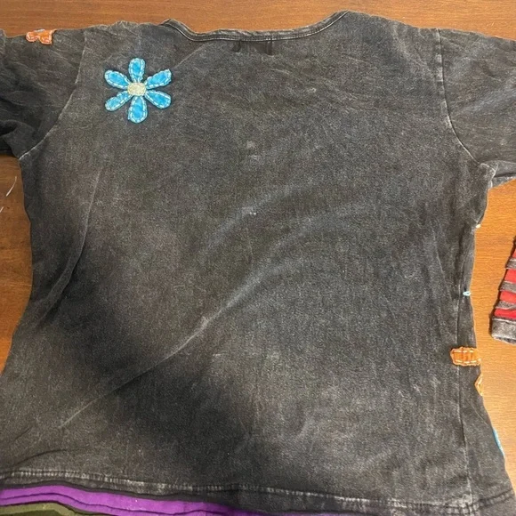 Rising International Boho Patchwork Long Sleeve Top Cotton Nepal M Distressed - Picture 10 of 10